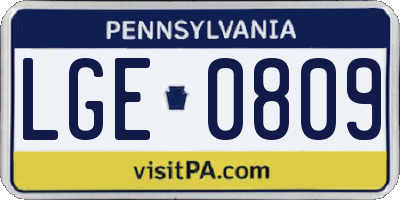 PA license plate LGE0809