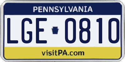 PA license plate LGE0810