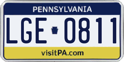 PA license plate LGE0811