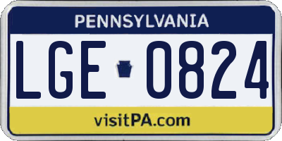 PA license plate LGE0824
