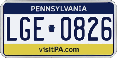 PA license plate LGE0826