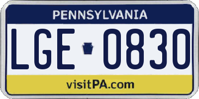 PA license plate LGE0830