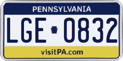 PA license plate LGE0832