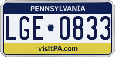 PA license plate LGE0833