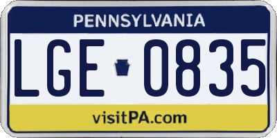 PA license plate LGE0835