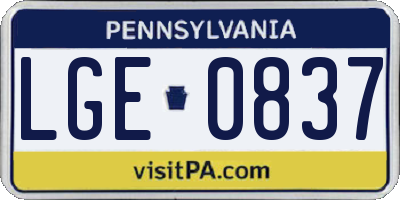 PA license plate LGE0837