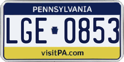 PA license plate LGE0853