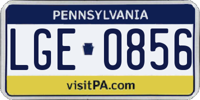 PA license plate LGE0856