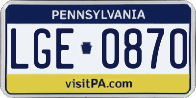 PA license plate LGE0870