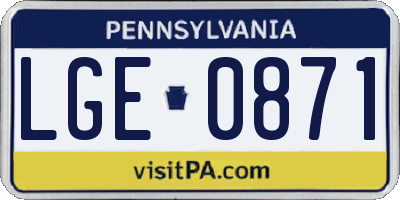 PA license plate LGE0871