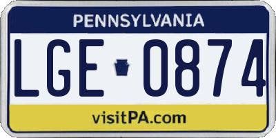 PA license plate LGE0874