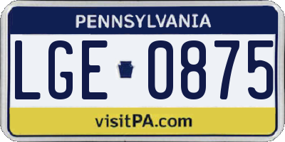 PA license plate LGE0875