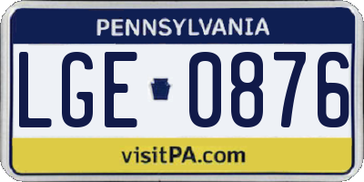 PA license plate LGE0876
