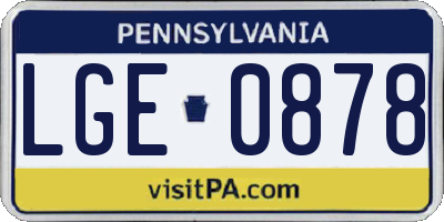 PA license plate LGE0878