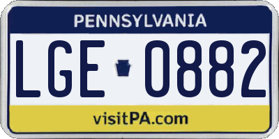 PA license plate LGE0882