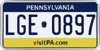 PA license plate LGE0897