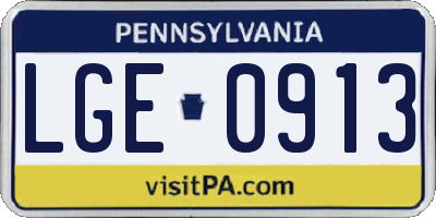 PA license plate LGE0913