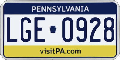 PA license plate LGE0928