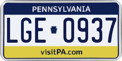 PA license plate LGE0937