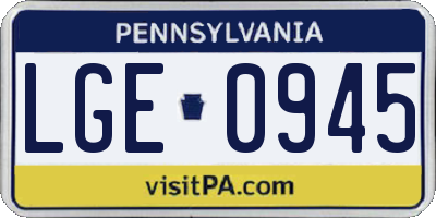 PA license plate LGE0945