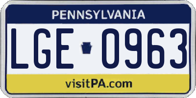 PA license plate LGE0963