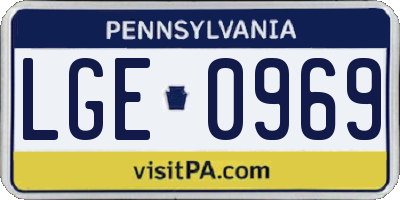 PA license plate LGE0969