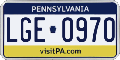 PA license plate LGE0970
