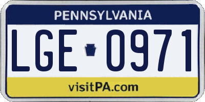 PA license plate LGE0971