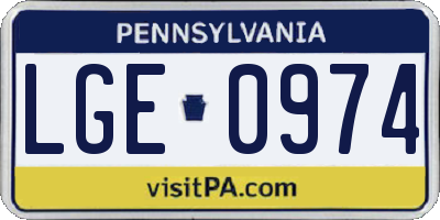 PA license plate LGE0974