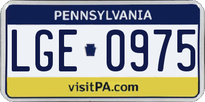 PA license plate LGE0975