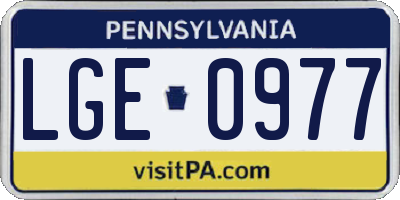 PA license plate LGE0977
