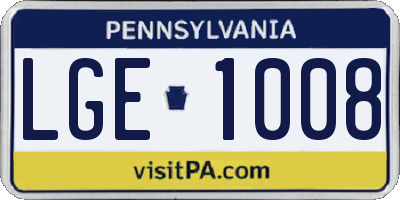 PA license plate LGE1008