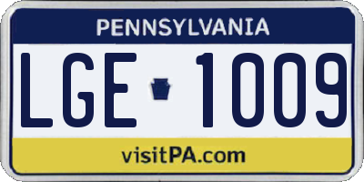 PA license plate LGE1009