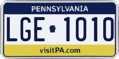 PA license plate LGE1010