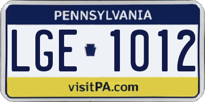 PA license plate LGE1012
