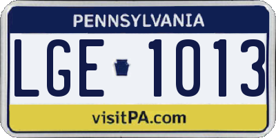 PA license plate LGE1013