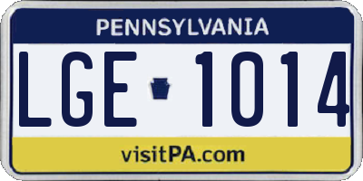 PA license plate LGE1014