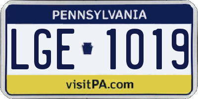 PA license plate LGE1019