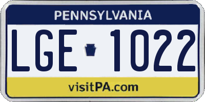PA license plate LGE1022