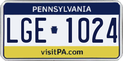 PA license plate LGE1024