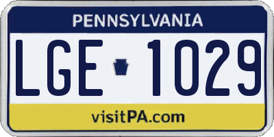 PA license plate LGE1029