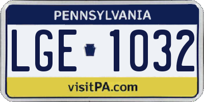PA license plate LGE1032