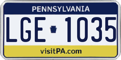 PA license plate LGE1035