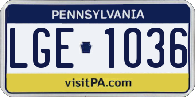 PA license plate LGE1036