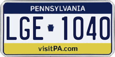 PA license plate LGE1040