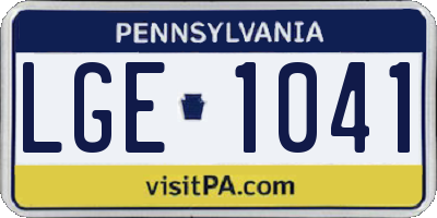 PA license plate LGE1041