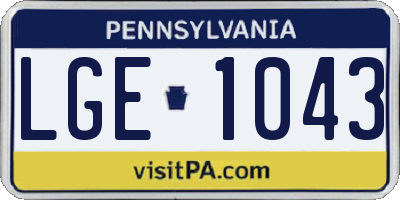 PA license plate LGE1043