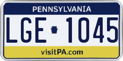 PA license plate LGE1045