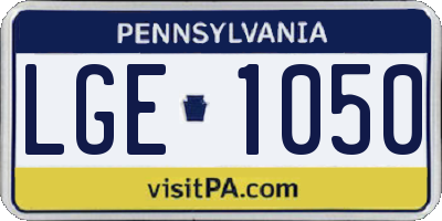 PA license plate LGE1050