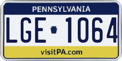 PA license plate LGE1064